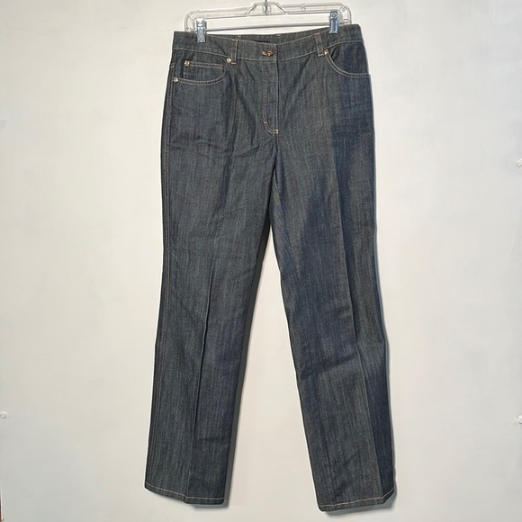 ESCADA Striated Trouser Five Pocket 100% Cotton Blue/Grey Wash Jeans SZ 40 (10) - Picture 1 of 16